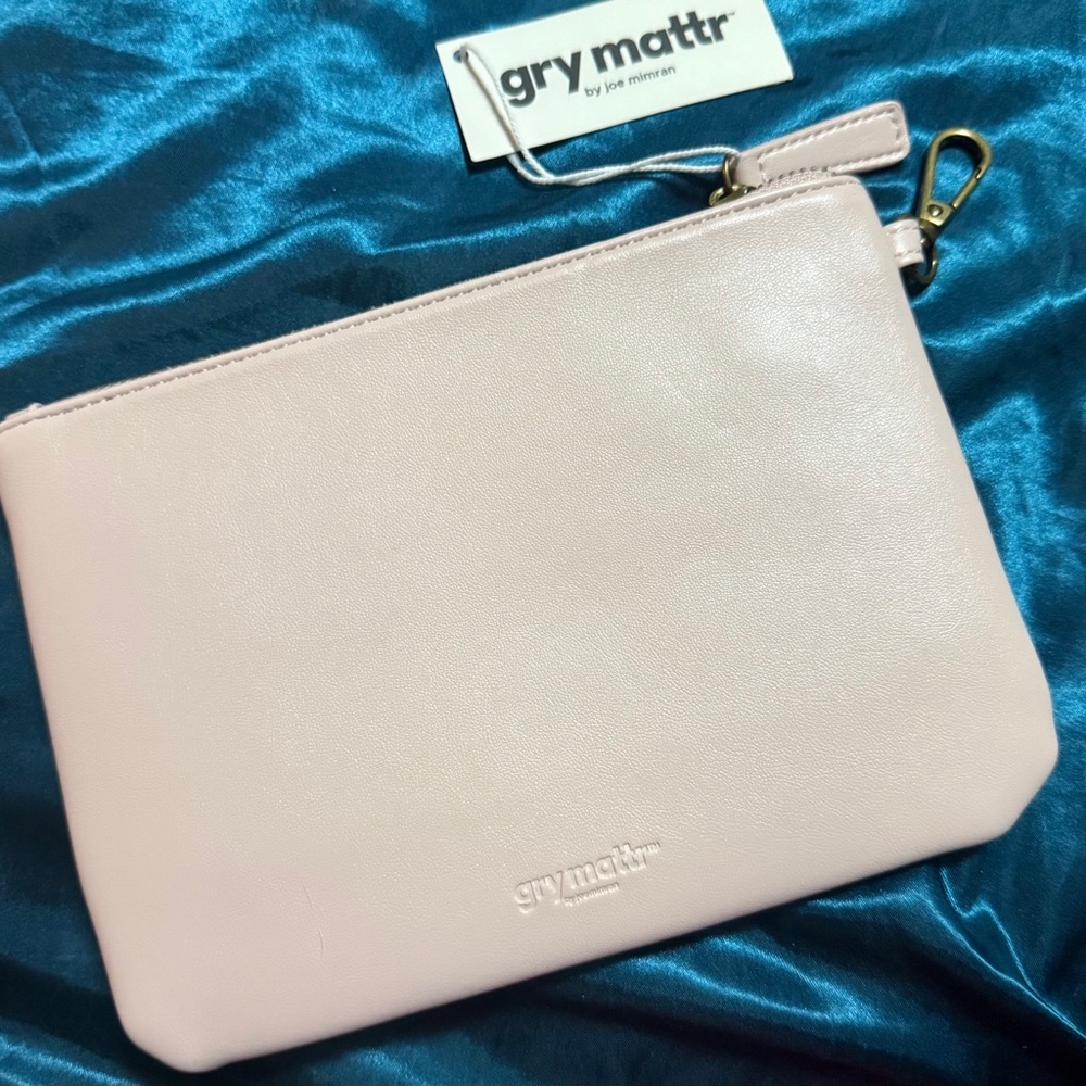 New Gry Mattr Pink soft leather pouch 8.5W x 6H